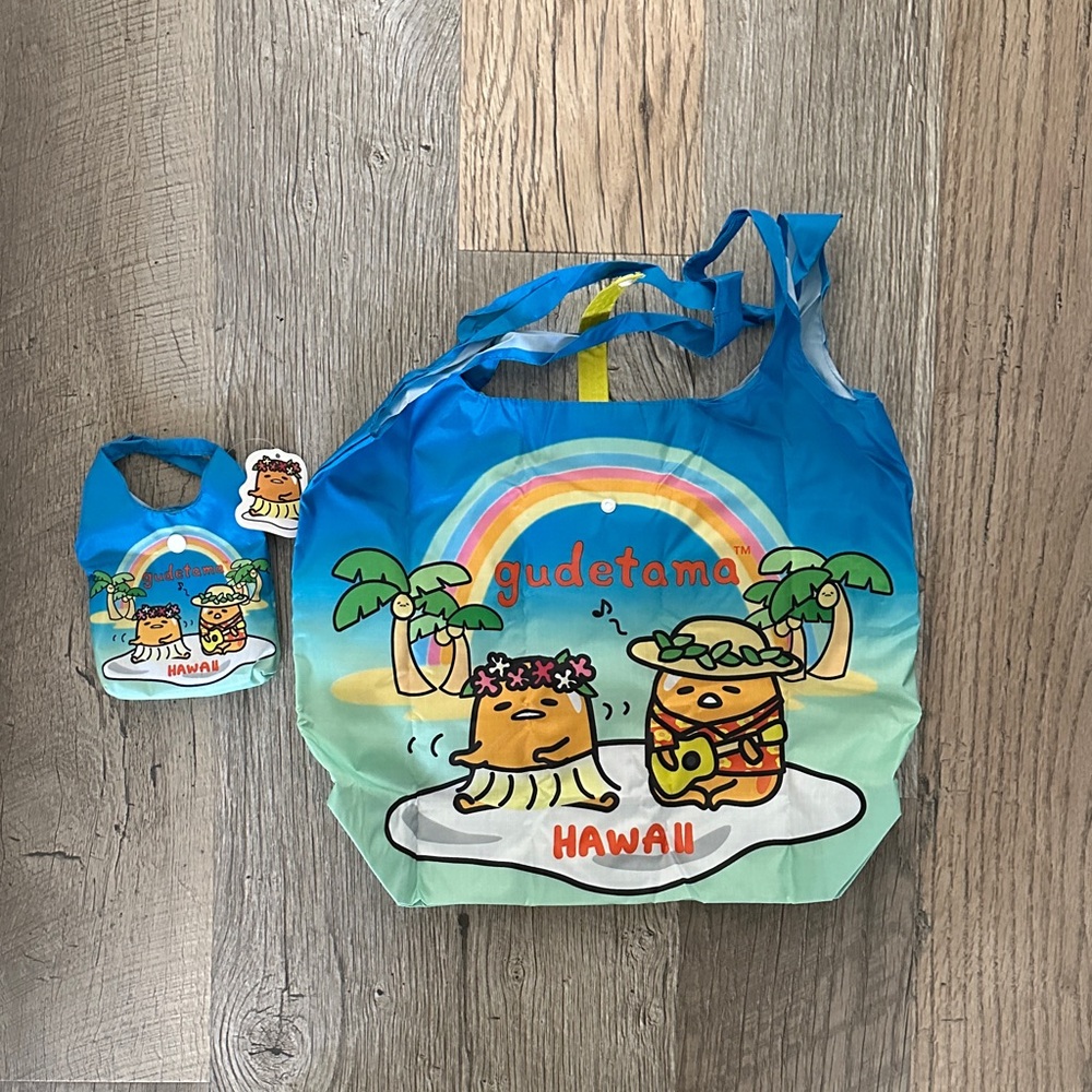 NWT Packable Gudetama Hawaii tote bag